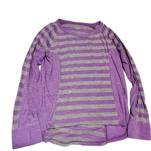 Justice Girls Purple And Gray Striped Long Sleeve Shirt SZ 14